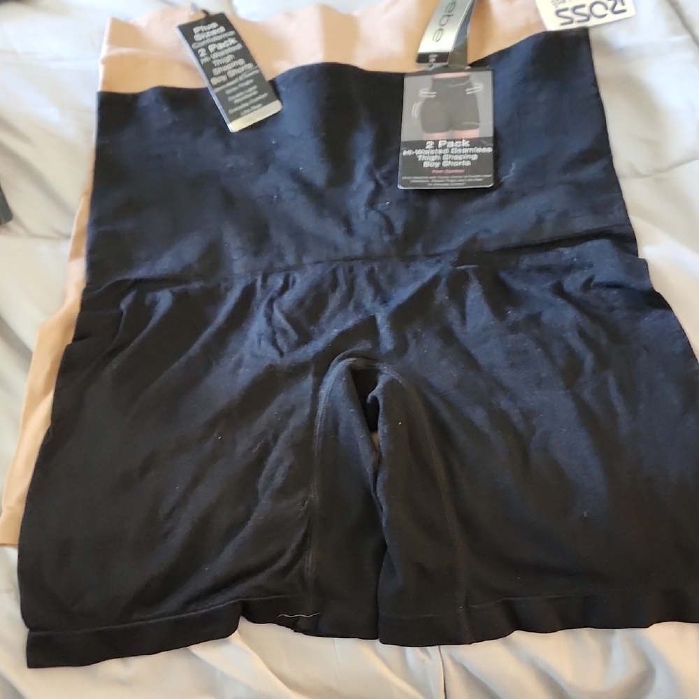 Bebe Black and Tan Thigh Shaping Boy Shorts